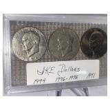 Three Eisenhower Dollars 1973, 1976, 1971