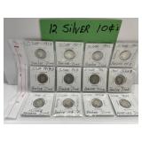 (12) Silver Dimes