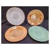 (I) 4pc Saucers / 2 Peach Luster-1 Jadite