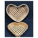 (M) 2 Heart Shaped Woven Baskets