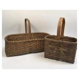 (M) 2 Woven Wicker  Gathering Baskets As Pictured