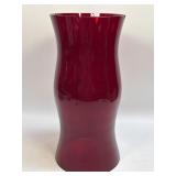 (J) Ruby Red Glass Hurricane Oil Lamp or Candle