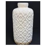 (J) White & Brown Quatrefoil Vase 12ï¿½