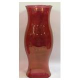 (J) Ruby Red Glass Hurricane Oil Lamp or Candle