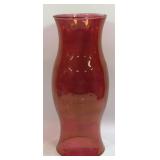 (J) Ruby Red Glass Hurricane Oil Lamp or Candle
