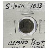 Silver 1833 Capped Bust Half Dime