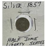 1857 Silver Seated Liberty Half Dime