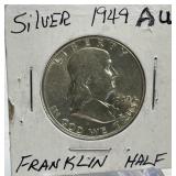 1949 AU Silver Franklin Half Dollar