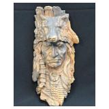 (K) Native American/Wolf Sculpture Wall Hanger