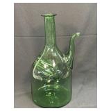 (K) Vintage Italian Green Hand Blown Glass Wine