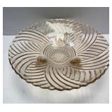 (J) Vintage Pale Pink Prismatic Swirl Footed Bowl