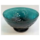(J) Vintage Emerald Green Hand Blown Glass Bowl
