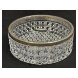 (L) Vintage English Button and Cane Crystal Bowl