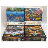 (K) 4 Assorted Puzzles As Pictured-All Have Been