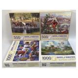 (K) 4 Assorted Puzzles As Pictured-All Have Been
