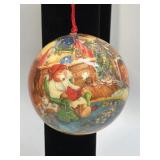 (J) Vintage Teddy Bear Round Christmas Ornament