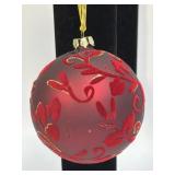 (J) Red Satin/Velvet Glass Ornament 3.5ï¿½
