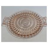 (H) Vintage Pink Depression Era Round Glass