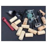 (K) Wine Bottle Opener, Several Corks, and