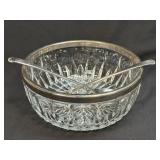 (K) Vintage Crystal Bowl with Silver Plate Rim
