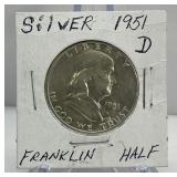1951-D Silver Franklin Half Dollar