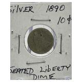 Silver 1890 Seated Liberty Dime