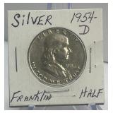 1954-D Silver Franklin Half Dollar