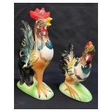 (L) 2 Vintage Hand Painted Roosters  Japan |