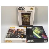 (K) 3 Assorted Star Wars Puzzles As Pictured-All