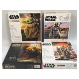 (K) 4 Assorted Star Wars Puzzles As Pictured-All