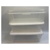 (L) 3 Shoebox Size Storage Containers As Pictured