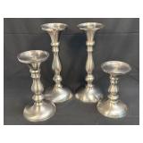 (J) Set of 4 Pewter Candle Stands