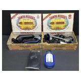 (D) 2 Cigar Boxes with Contents, Light and Radio