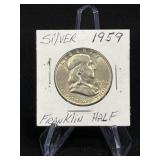 (SC) 1959 Franklin Silver Half Dollar 90% Silver