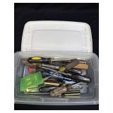 (K) Several Assorted Screw Drivers, Bits, And