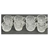 (D) Pressed Cut Miniature Glass Cups 8 pc