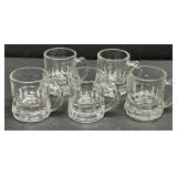 (D) Miniature Clear Glass Mugs 5 pc