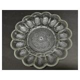 (D) Heavy Glass Deviled Egg Dish Hobnail Pattern