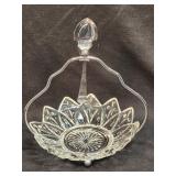 (H) Federal Glass Petal Mint Dish Stand Spoon 6ï¿½
