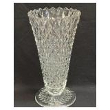 (D) Vintage Indiana Glass Vase Diamond Point
