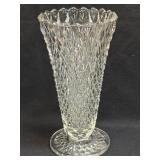 (D) Vintage Indiana Glass Vase Diamond Point