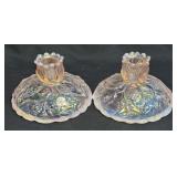 (K) Pair of FENTON PINK OPALESCENT WATERLILY