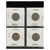 (SC) 4 V-Nickels 1898, 1901, 1906, 1907