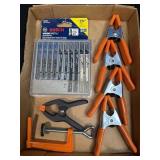 (J) Assorted Clamps and Bosch Wood/Metal Jig Saw