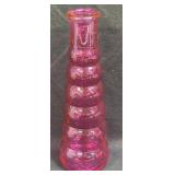 (D) Vintage Hot Pink Glass Bubble Vase - 8.33ï¿½