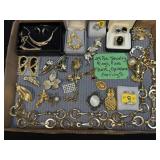 (J) 25 Pcs Jewelry Rings, Pins, Belt, Necklace