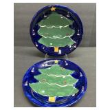 (D) 2 pc Christmas Tree Dinner Plate 11ï¿½ Winter