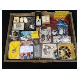 (J) 45 Pcs Jewelry & Wooden Outfitters Tray