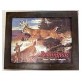 (M) Framed Metal Remington Deer Sign
