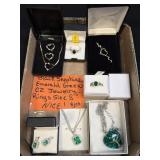 (J) 8 Pcs Black Sapphire Emerald Green CZ Jewelry